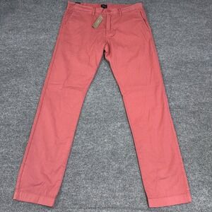 J.CREW Pants Men 34x34 Red Garment Dyed Chino 484 Slim Fit Stretch Preppy Casual